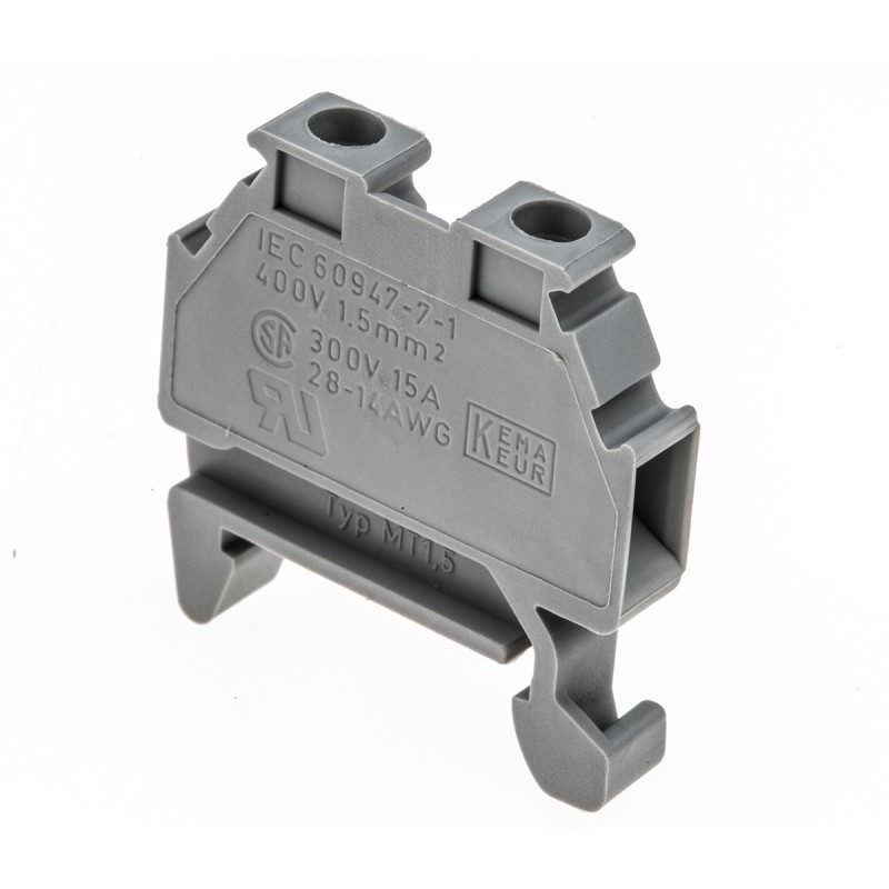 1 Pack of 5 - Phoenix Contact MT 1.5 Series Grey DIN Rail Terminal Block, 0.14 - 1.5mm², Single-Level, Screw Termination