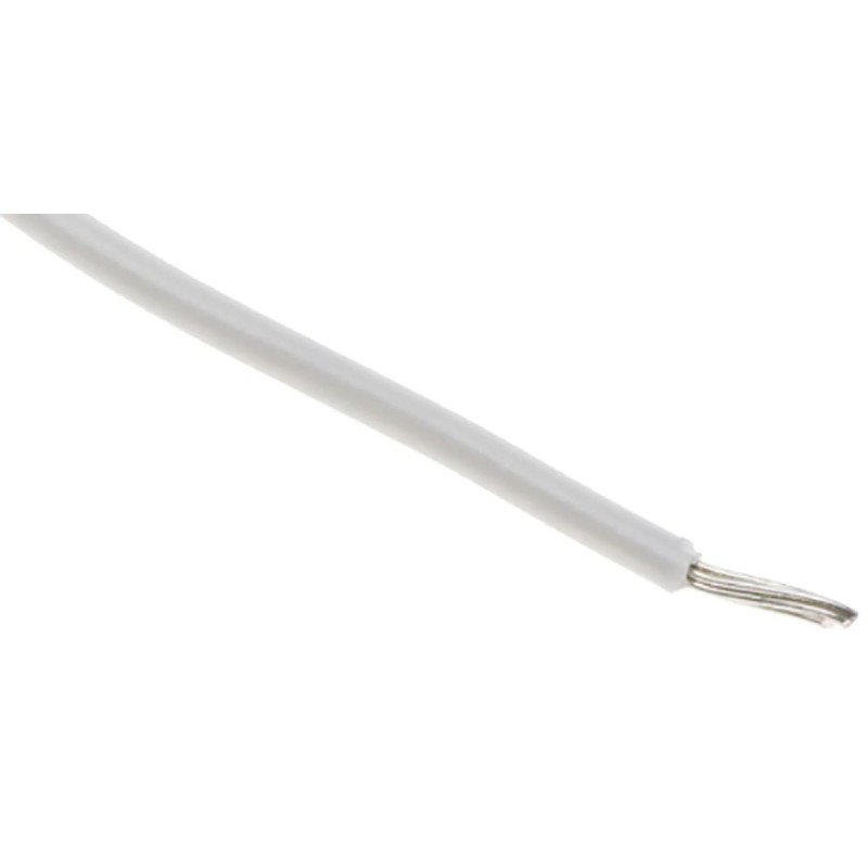 100 pcs - RS PRO White 0.33 mm² Hook Up Wire, 22 AWG, 7/0.2 mm, 100m, SR-PVC Insulation