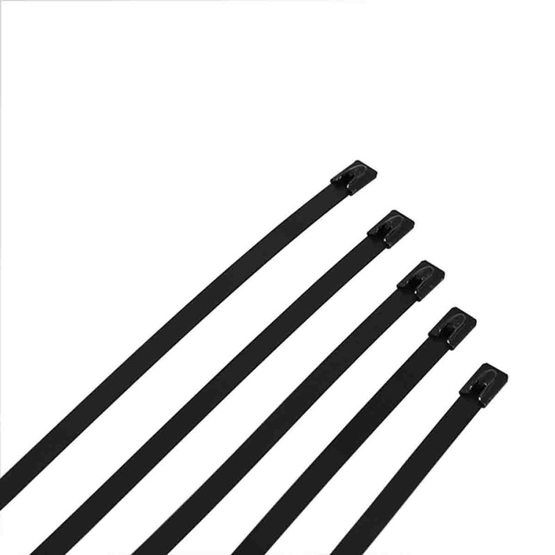 100 pcs - RS PRO Cable Tie, Ball Lock, 1.2m x 12 mm, Black 316 Stainless Steel