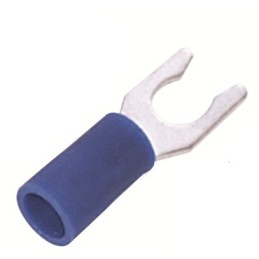 100 pcs - RS PRO Insulated Crimp Spade Connector, 1.5mm² to 2.5mm², 16AWG to 14AWG, 4.3mm Stud Size Vinyl, Blue