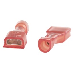 100 pcs - TE Connectivity Ultra-Fast .187 Red Insulated Female Spade Connector, Receptacle, 4.75 x 0.81mm Tab Size, 0.3mm² to
