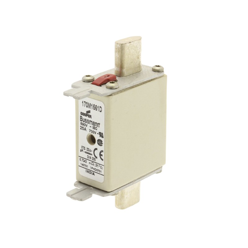 10 pcs - Eaton 25A Centred Tag Fuse, NH000, 690V ac