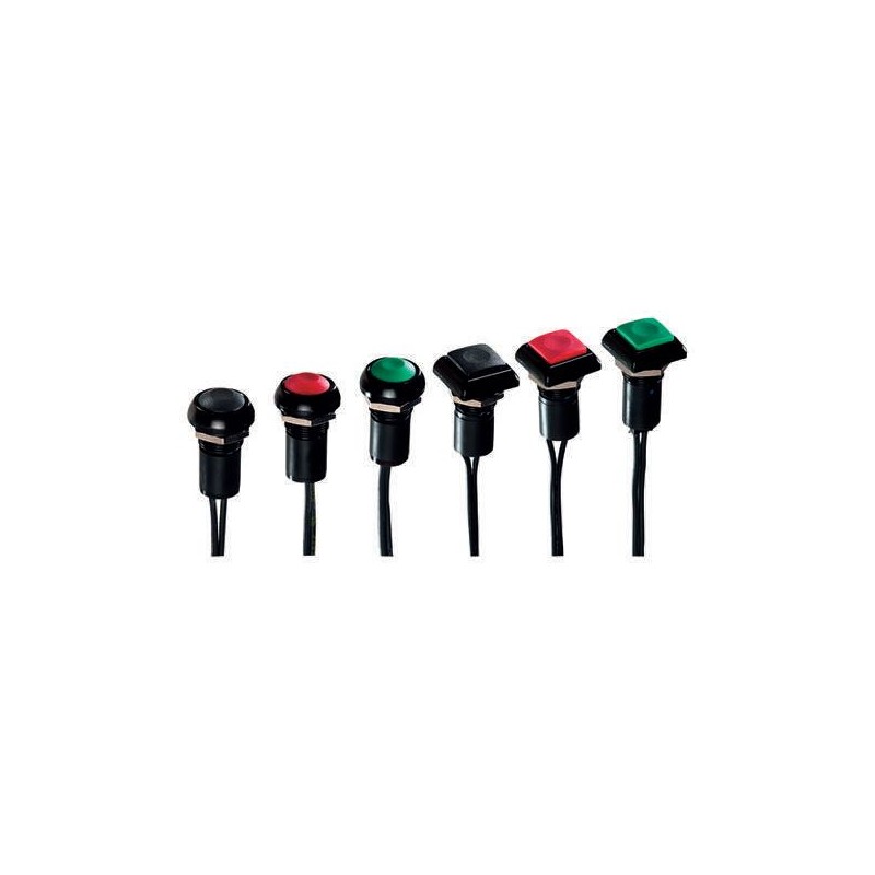 1 pcs - APEM Push Button Switch, Momentary, Panel Mount, 12mm Cutout, SPST, 48V ac, IP67