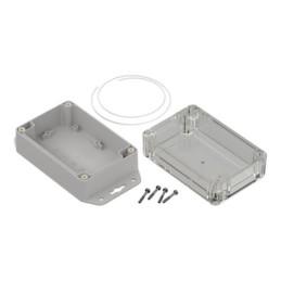 1 pcs - RS PRO Light Grey ABS, Polycarbonate Enclosure, IP65, Transparent Lid, 121.4 x 81.6 x 60.2mm