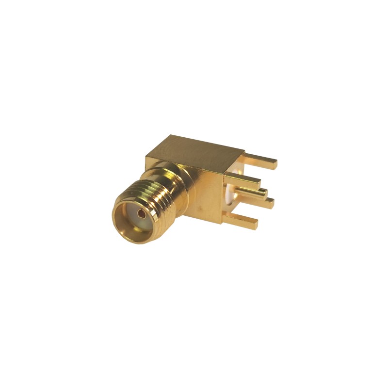 1 pcs - Huber+Suhner, jack Through Hole SMA Connector, Solder Termination, Right Angle Body