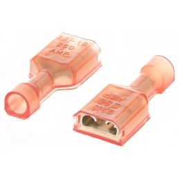 1 Pack of 8000 - TE Connectivity Ultra-Fast .250 Red Insulated Female Spade Connector, Receptacle, 6.35 x 0.81mm Tab Size, 0.3mm