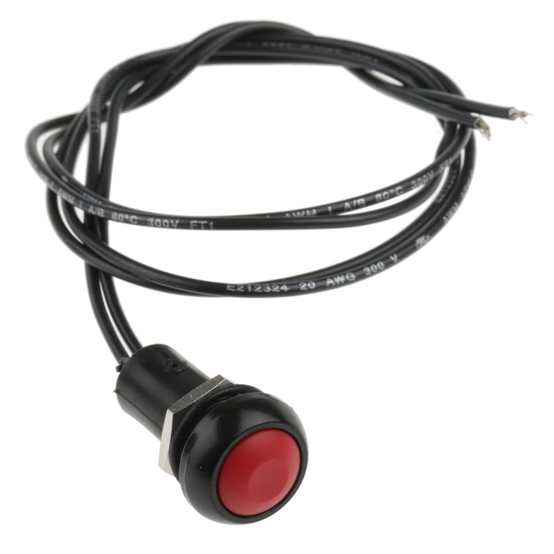 1 pcs - APEM Push Button Switch, Momentary, Panel Mount, 13.6mm Cutout, SPST, 48V ac, IP67