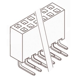 1 pcs - Samtec SSW Series Right Angle Through Hole Mount PCB Socket, 6-Contact, 2-Row, 2.54mm Pitch, Solder Termination