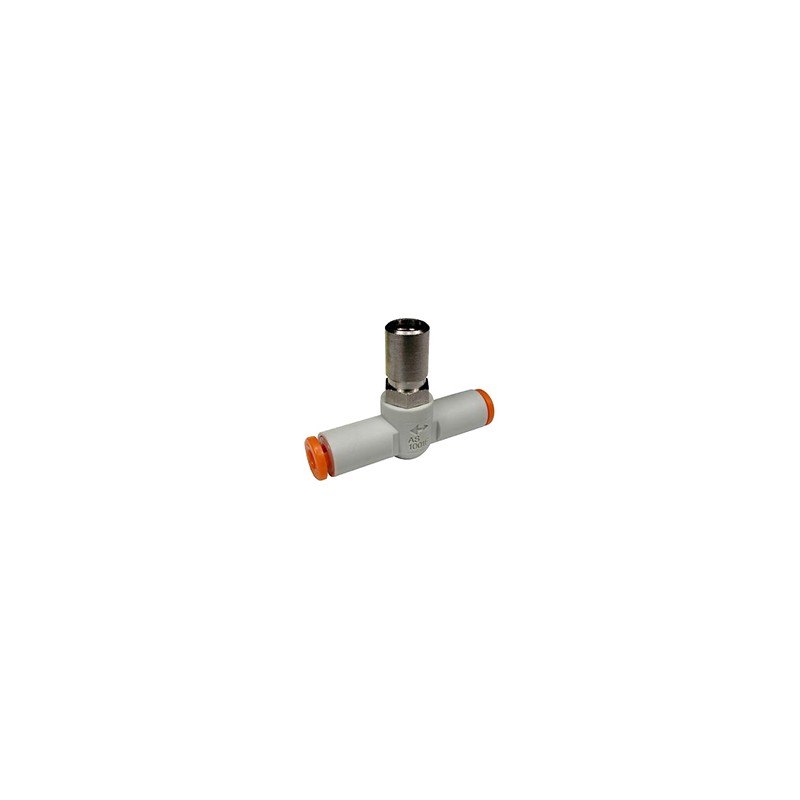 1 pcs - SMC AS Series Tube Speed Controller, 4mm Tube Inlet Port x 4mm Tube Outlet Port