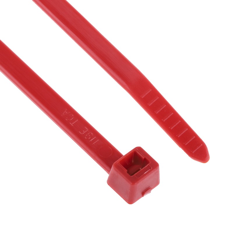 1 Bag of 100 - HellermannTyton Cable Tie, 200mm x 4.6 mm, Red Polyamide 6.6 (PA66), Pk-100