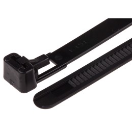 1 Bag of 100 - RS PRO Cable Tie, Releasable, 150mm x 7.6 mm, Black Nylon, Pk-100