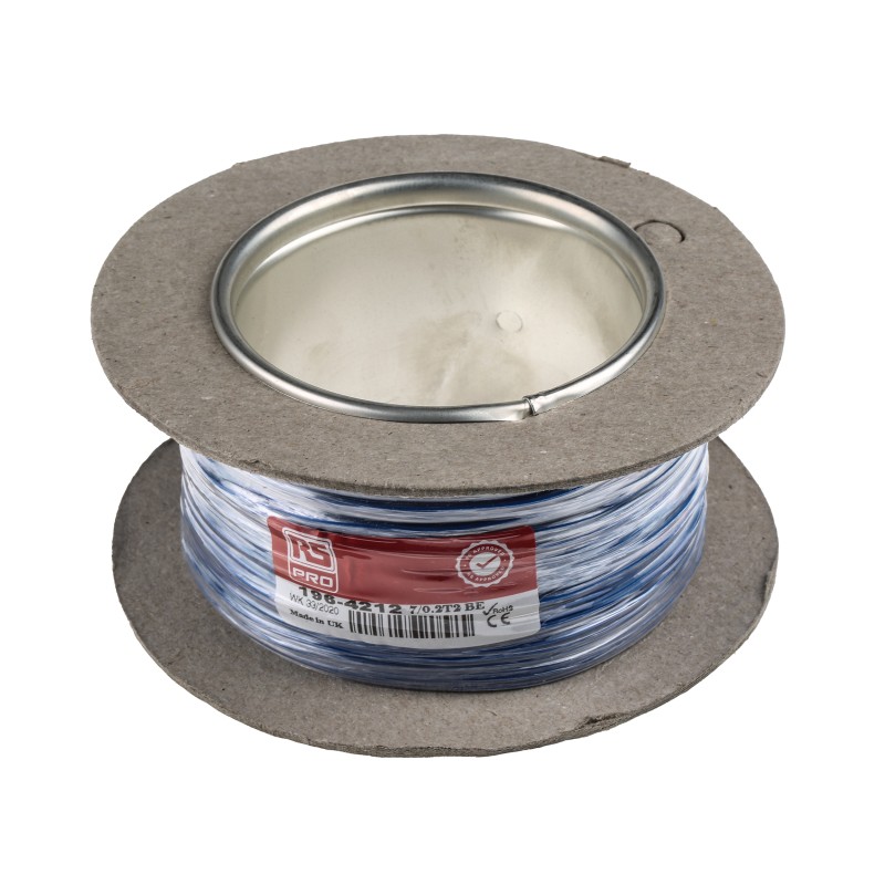 1 Reel of 100 - RS PRO Blue 0.2 mm² Hook Up Wire, 24 AWG, 7/0.2 mm, 100m, PVC Insulation