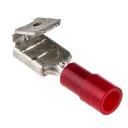 100 pcs - RS PRO Red Insulated Female Spade Connector, Piggyback Terminal, 6.35 x 0.8mm Tab Size, 0.5mm² to 1.5mm²