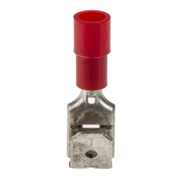 100 pcs - RS PRO Red Insulated Female Spade Connector, Piggyback Terminal, 6.35 x 0.8mm Tab Size, 0.5mm² to 1.5mm²