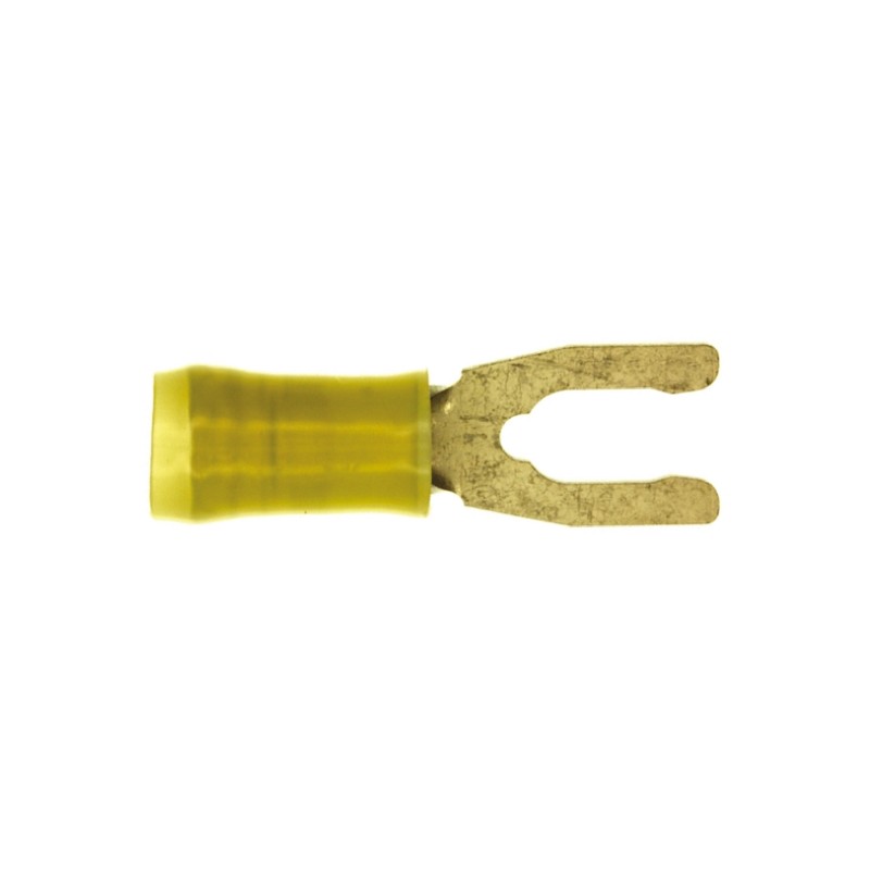 500 pcs - TE Connectivity, PIDG Insulated Crimp Spade Connector, 2.6mm² to 6.6mm², 12AWG to 10AWG, M5 Stud Size Nylon, Yellow