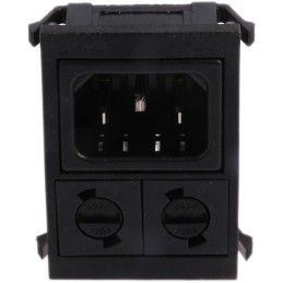 1 pcs - Bulgin C14 Snap-In IEC Connector Male, 10A, 250 V, Fuse Size 5 x 20mm