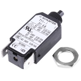 100 pcs - Schurter Thermal Circuit Breaker - T11 Single Pole 240V ac Voltage Rating, 6A Current Rating