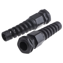 10 pcs - RS PRO Black Nylon Cable Gland, PG11 Thread, 5mm Min, 10mm Max, IP68