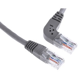 1 pcs - RS PRO Cat5e Straight Male RJ45 to Right Angle Male RJ45 Ethernet Cable, U/UTP, Grey PVC Sheath, 5m