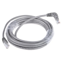 1 pcs - RS PRO Cat5e Straight Male RJ45 to Right Angle Male RJ45 Ethernet Cable, U/UTP, Grey PVC Sheath, 5m