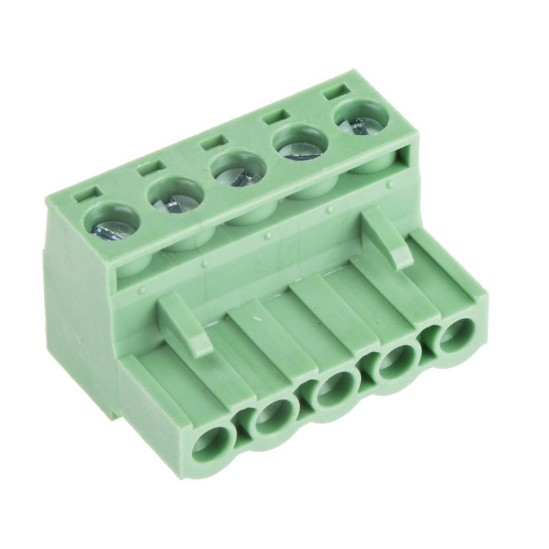 500 pcs - RS PRO 5.08mm Pitch 5 Way Pluggable Terminal Block, Plug, Through Hole, Screw Termination