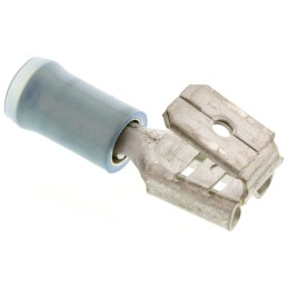 500 pcs - TE Connectivity PIDG FASTON .250 Blue Insulated Female Spade Connector, Piggyback Terminal, 6.35 x 0.81mm Tab Size,
