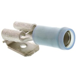 500 pcs - TE Connectivity PIDG FASTON .250 Blue Insulated Female Spade Connector, Piggyback Terminal, 6.35 x 0.81mm Tab Size,