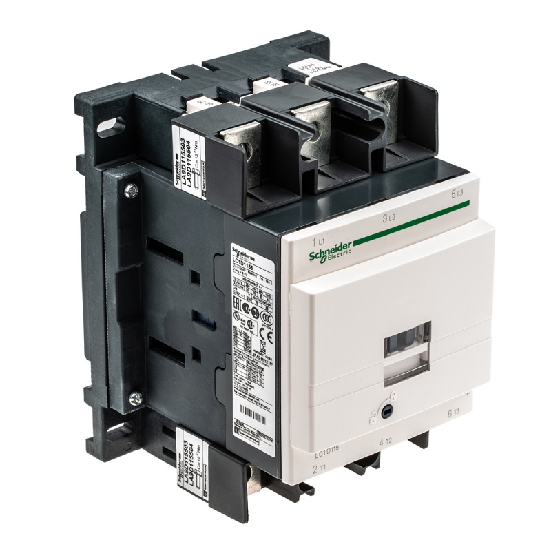 1 pcs - Schneider Electric LC1D Series Contactor, 110 V ac Coil, 3-Pole, 115 A, 3NO, 1 kV ac, 690 V dc
