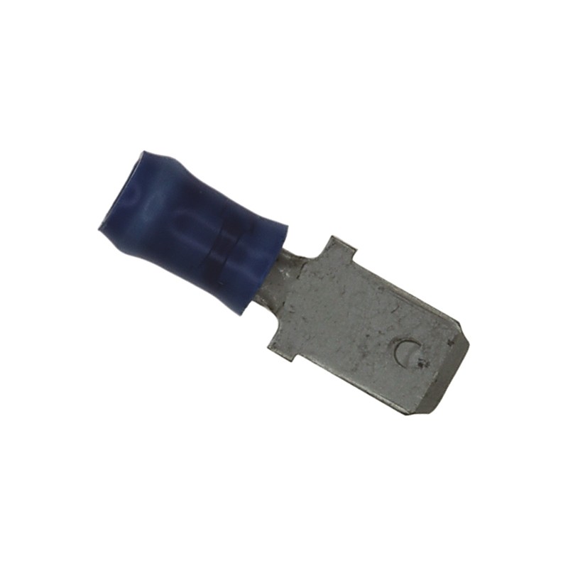 500 pcs - TE Connectivity PIDG FASTON .250 Blue Insulated Male Spade Connector, Tab, 6.35 x 0.81mm Tab Size, 1.25mm² to 2mm²