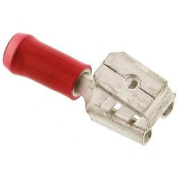 500 pcs - TE Connectivity PIDG FASTON .250 Red Insulated Female Spade Connector, Piggyback Terminal, 6.35 x 0.81mm Tab Size,
