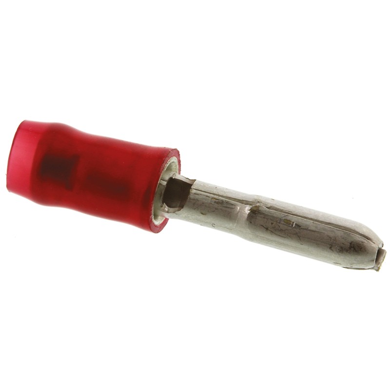 500 pcs - TE Connectivity, PIDG Insulated Male Crimp Bullet Connector, 0.5mm² to 1mm², 20AWG to 15AWG, 3mm Bullet diameter, Red