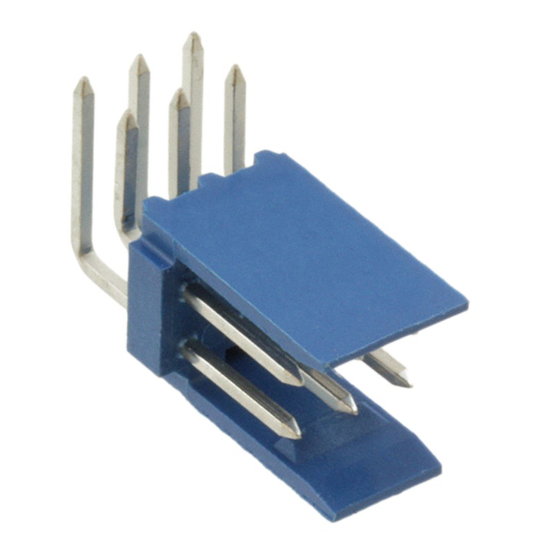 500 pcs - TE Connectivity AMPMODU HE14 Series Right Angle Through Hole PCB Header, 6 Contact(s), 2.54mm Pitch, 2 Row(s), Shroude