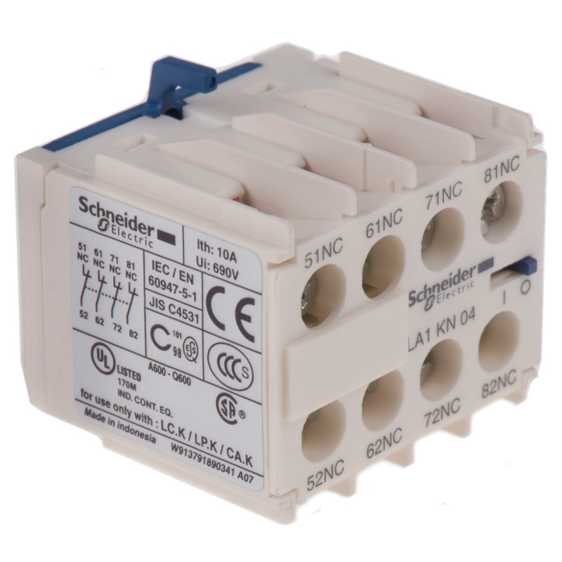 1 pcs - Schneider Electric Auxiliary Contact, 4 Contact, 4NC, Front Mount