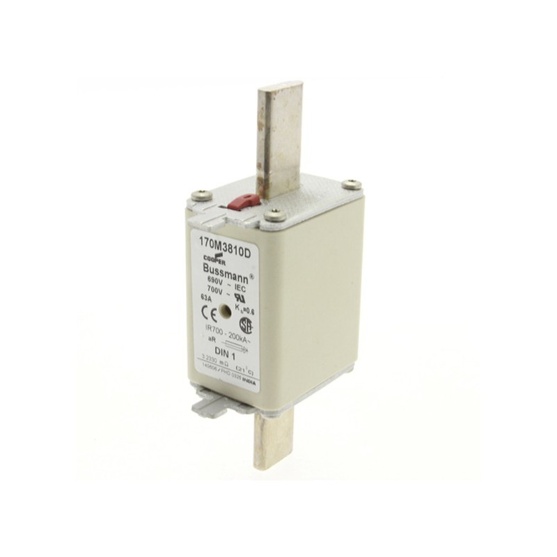 6 pcs - Eaton 63A Centred Tag Fuse, NH1, 690V ac