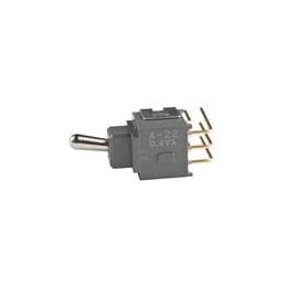 1 pcs : A22JH - Toggle Switches DPDT ON-ON .248 BAT RIGHT ANGL PC .4VA