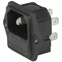 1 pcs - Schurter C14 Panel Mount IEC Connector Male, 10A, 250 V, Fuse Size 5 x 20mm