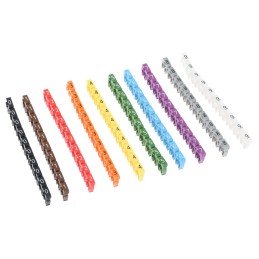 1 Bag of 100 - HellermannTyton WIC3 Snap On Cable Markers, assorted colours, Pre-printed '0 - 9', 4.3 - 5.3 Cable