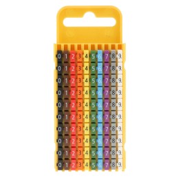 1 Bag of 100 - HellermannTyton WIC3 Snap On Cable Markers, assorted colours, Pre-printed '0 - 9', 4.3 - 5.3 Cable
