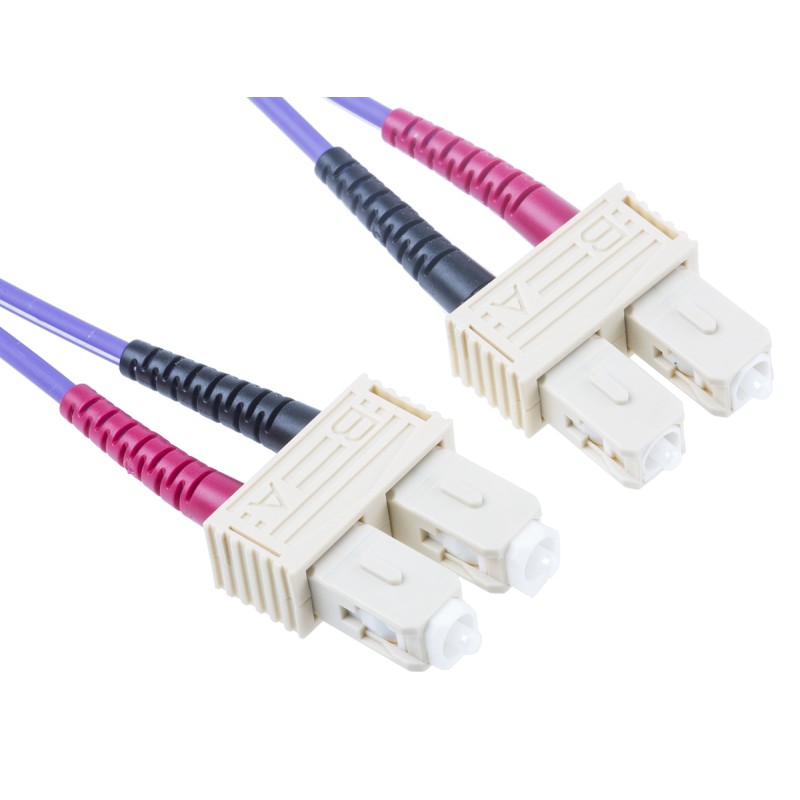 1 pcs - RS PRO SC to SC Duplex Multi Mode OM3 Fibre Optic Cable, 50/125μm, Purple, 3m