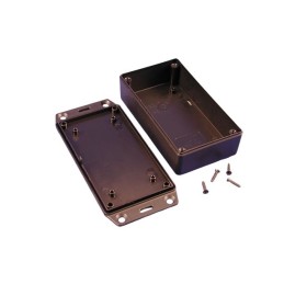 1 pcs - Hammond 1591 Series Black ABS Enclosure, IP54, Flanged, Black Lid, 112 x 64 x 28mm