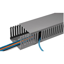 32 pcs - HellermannTyton HTWD-PD Grey Slotted Panel Trunking - Open Slot, W20 mm x D20mm, L2m, PVC