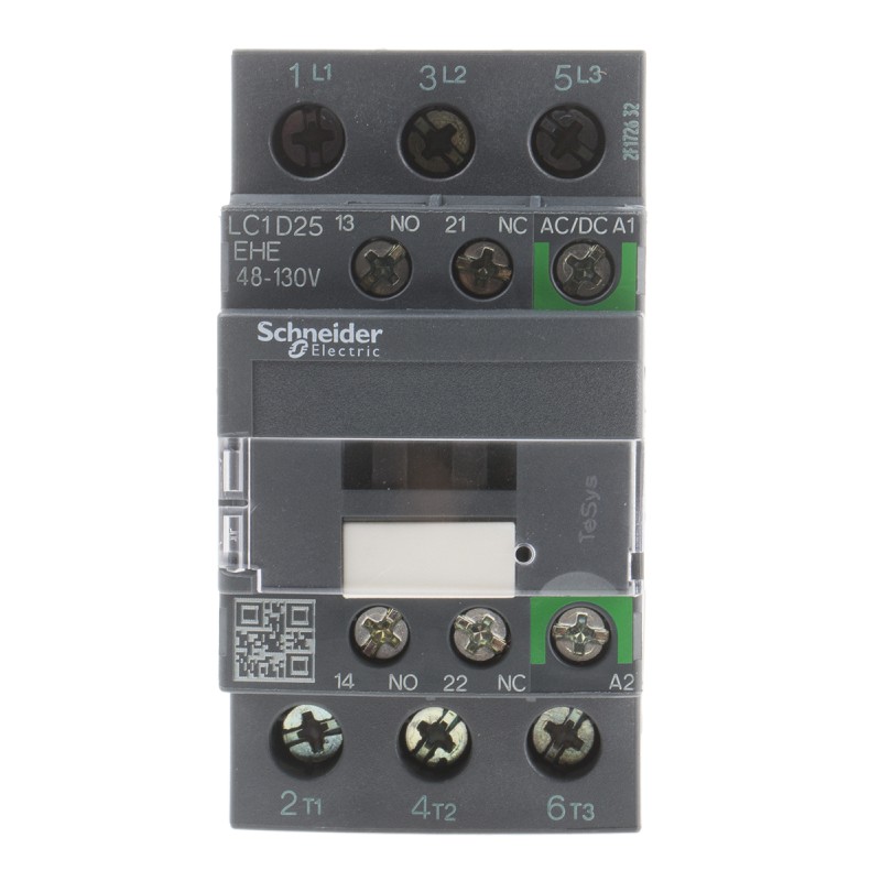 1 pcs - Schneider Electric LC1D Series Contactor, 110 V ac/dc Coil, 3-Pole, 25 A, 11 kW, 3NO, 690 V ac