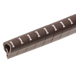 1 Reel of 250 - HellermannTyton Helagrip Slide On Cable Markers, White on Brown, Pre-printed '1', 4 - 9mm Cable