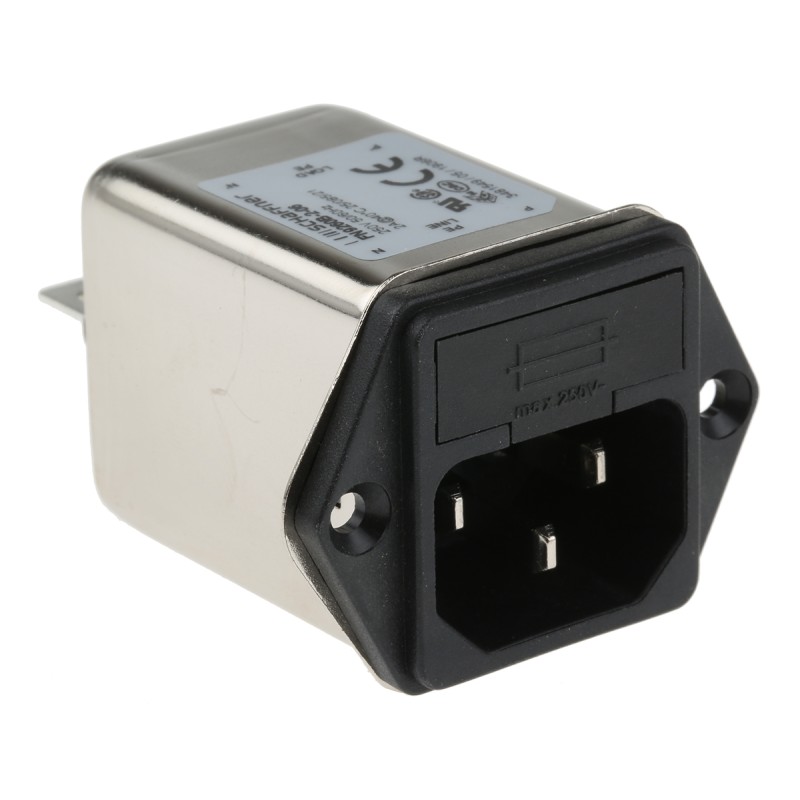 60 pcs - Schaffner 2A, 250 V ac Male Panel Mount IEC Inlet Filter FN9260B-2-06, Faston 2 Fuse