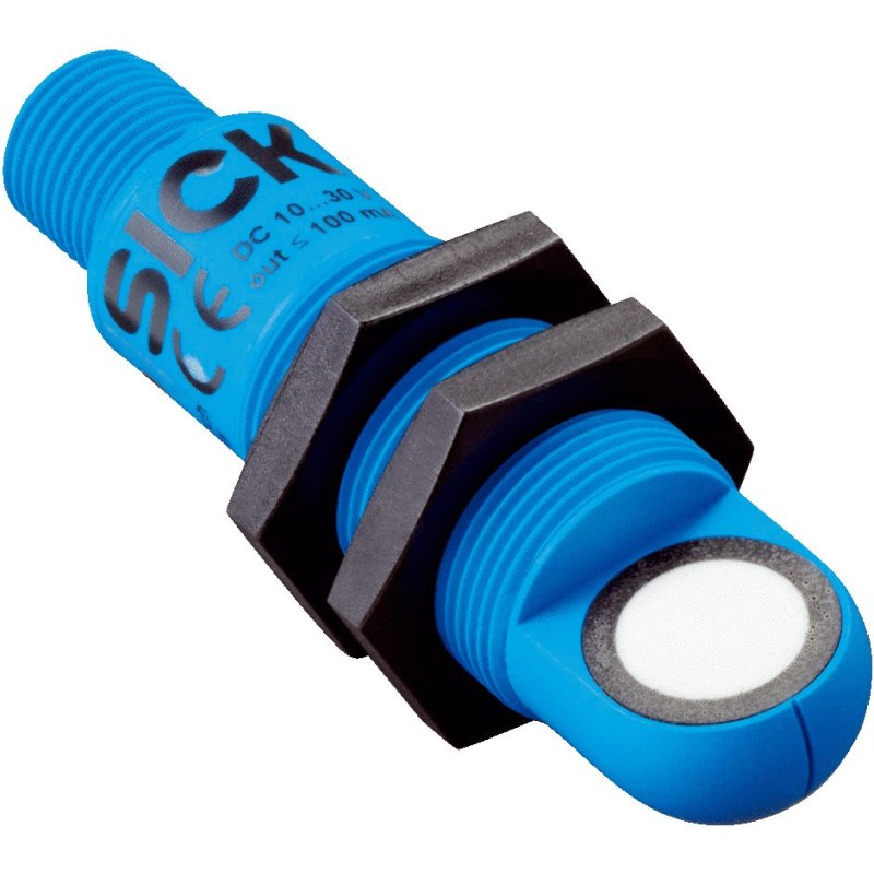 1 pcs - Sick UM18 Series Ultrasonic Barrel-Style Proximity Sensor, M18 x 1, 20 - 150 mm Detection, PNP Output, 10