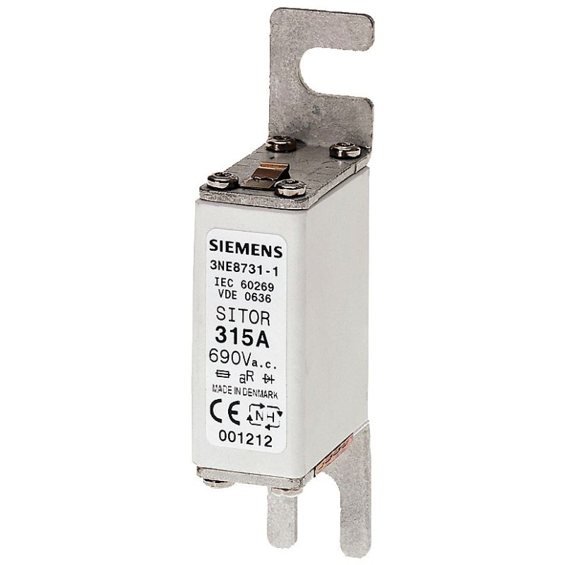 10 pcs - Siemens 250A Slotted Tag Fuse, NH000, 690V