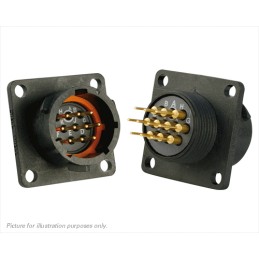 1 pcs - Souriau Circular Connector, 10 Contacts, Flange Mount, Plug, Male, IP68, IP69K, UTS Series