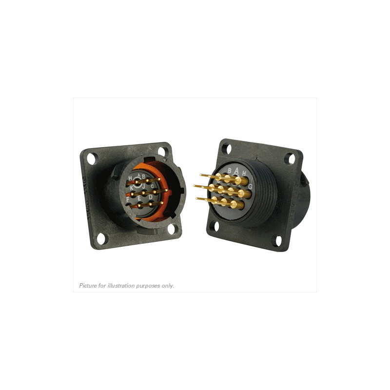 1 pcs - Souriau Circular Connector, 10 Contacts, Flange Mount, Plug, Male, IP68, IP69K, UTS Series