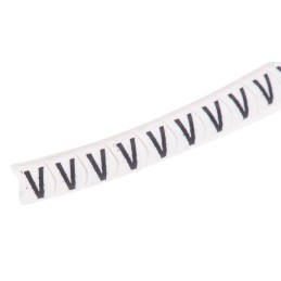 1 Bag of 250 - HellermannTyton Helagrip Slide On Cable Marker, Black on White, Pre-printed 'V', 2 - 5mm Cable