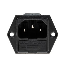 1 pcs - Bulgin C14 Panel Mount IEC Connector Male, 10A, 250 V, Fuse Size 5 x 20mm